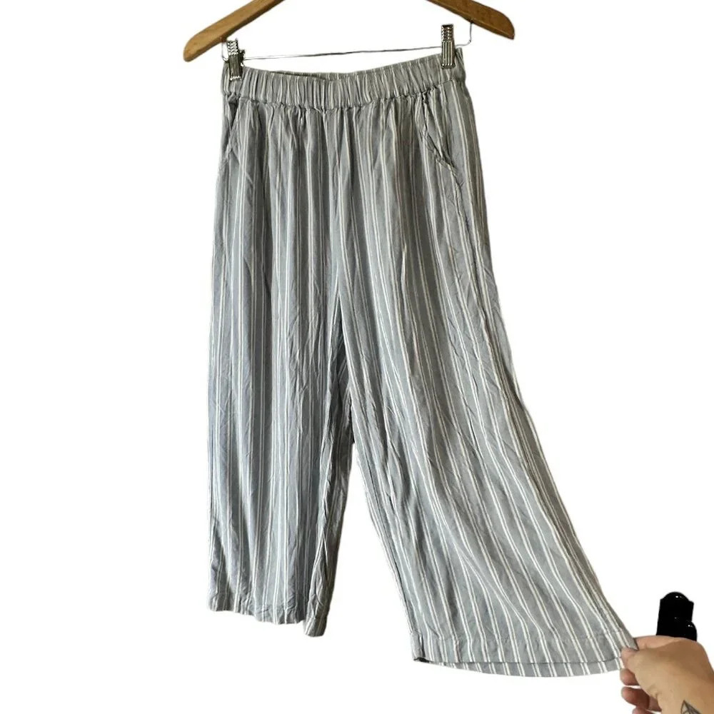 AMERICAN EAGLE Cropped Striped Flowy Wide Legs - XS